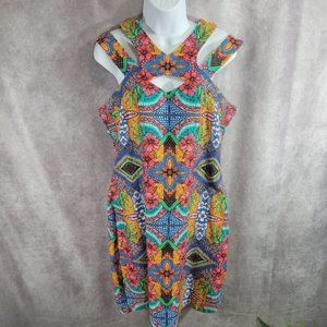 Taylor Retro Colorful Floral Women Dress Size 8
